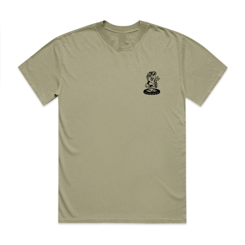 Bikes & Burritos Heavy Tee Small Faded Eucalyptus