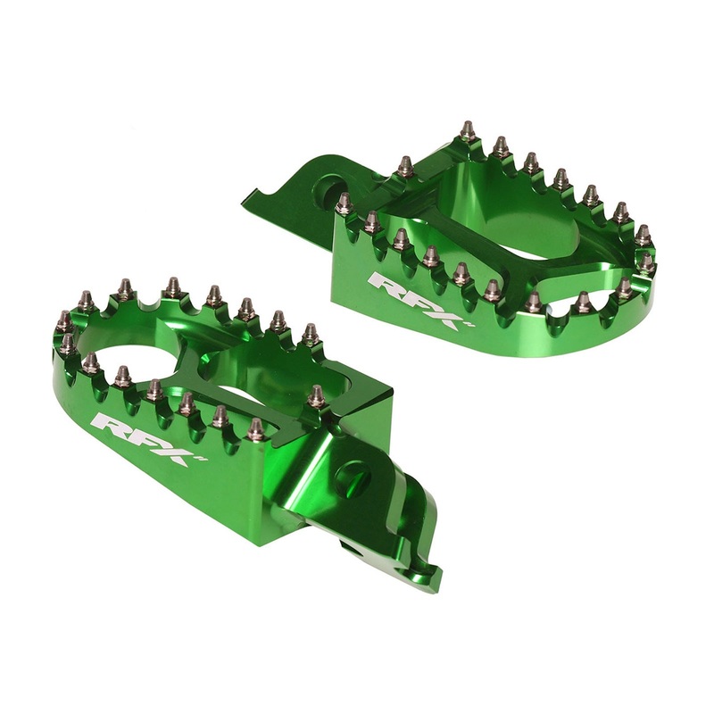 RFX Pro Series Footrests Green Kawasaki KXF450 2007-2024