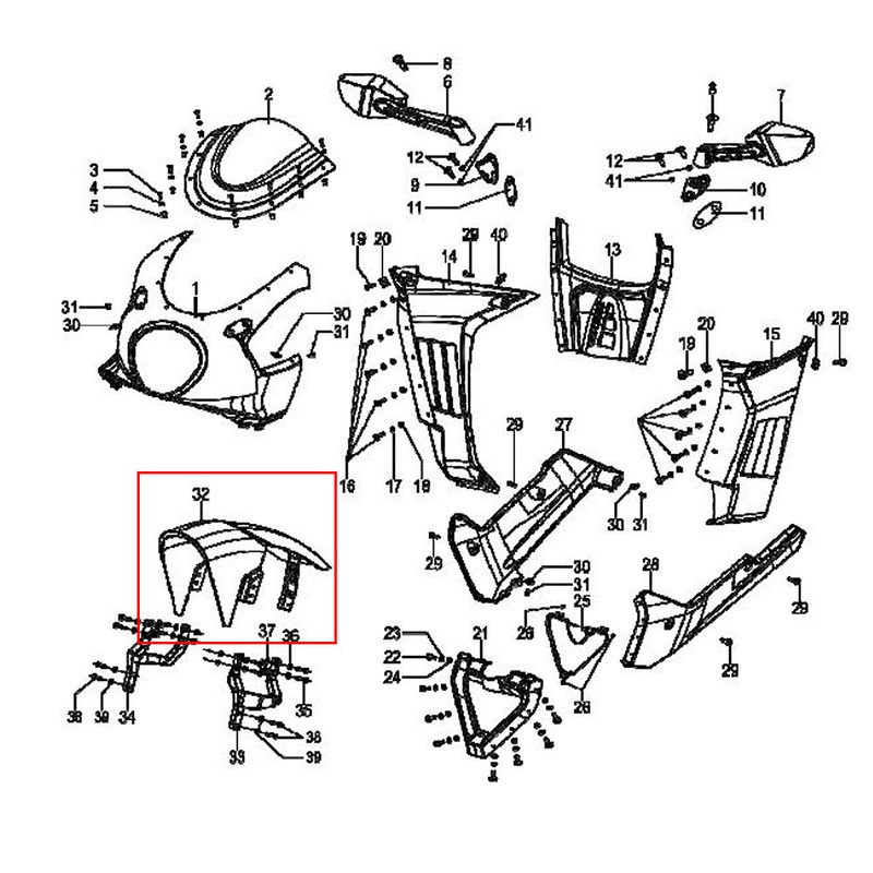 FB Mondial HPS 300 Pagani Front Mudguard FBZP6809470001HG