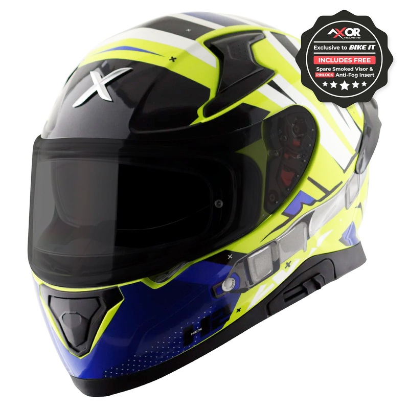 Axor Apex Neon Yellow Blue Gloss Full Face Helmet Neon Yellow S / 56cm