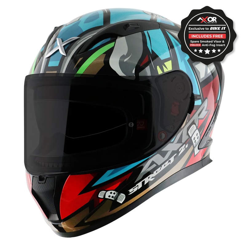 Axor Street Bobby Black Blue Gloss Full Face Helmet Blue S / 56cm
