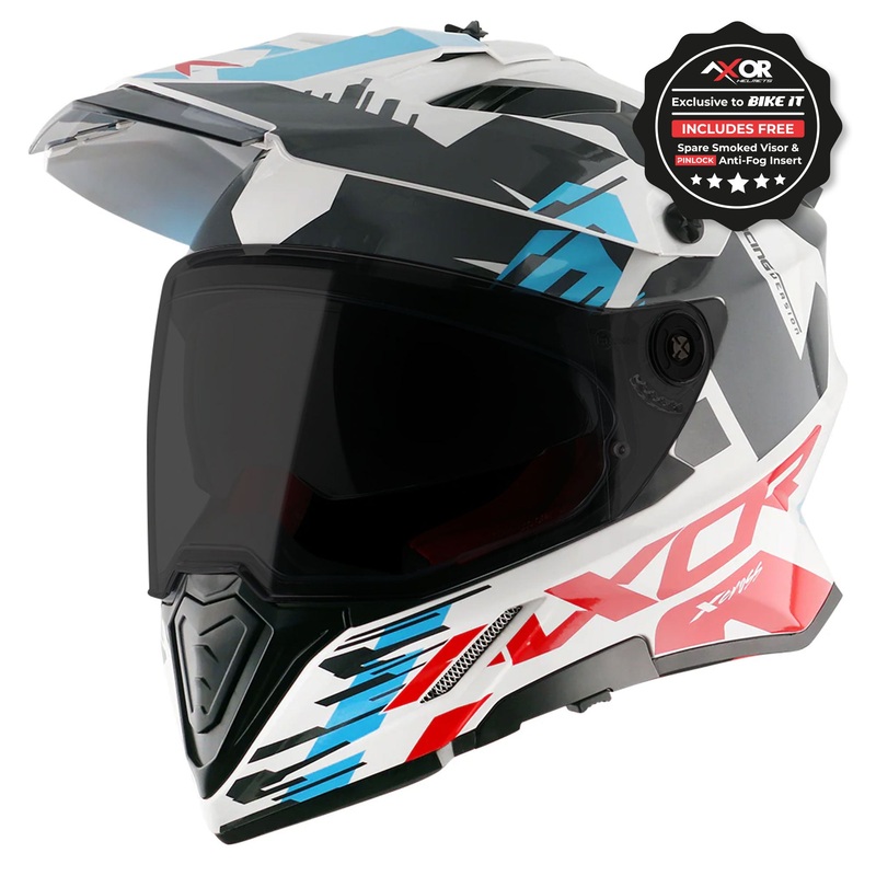 Axor X-Cross Adventure X1 White Red Graphic Dual Sport Helmet Red S / 56cm