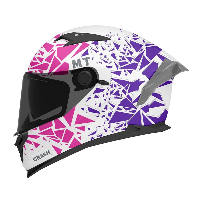 MT Braker Crash SV A8 Matt White Pink Purple Full Face Helmet Black XS / 54cm