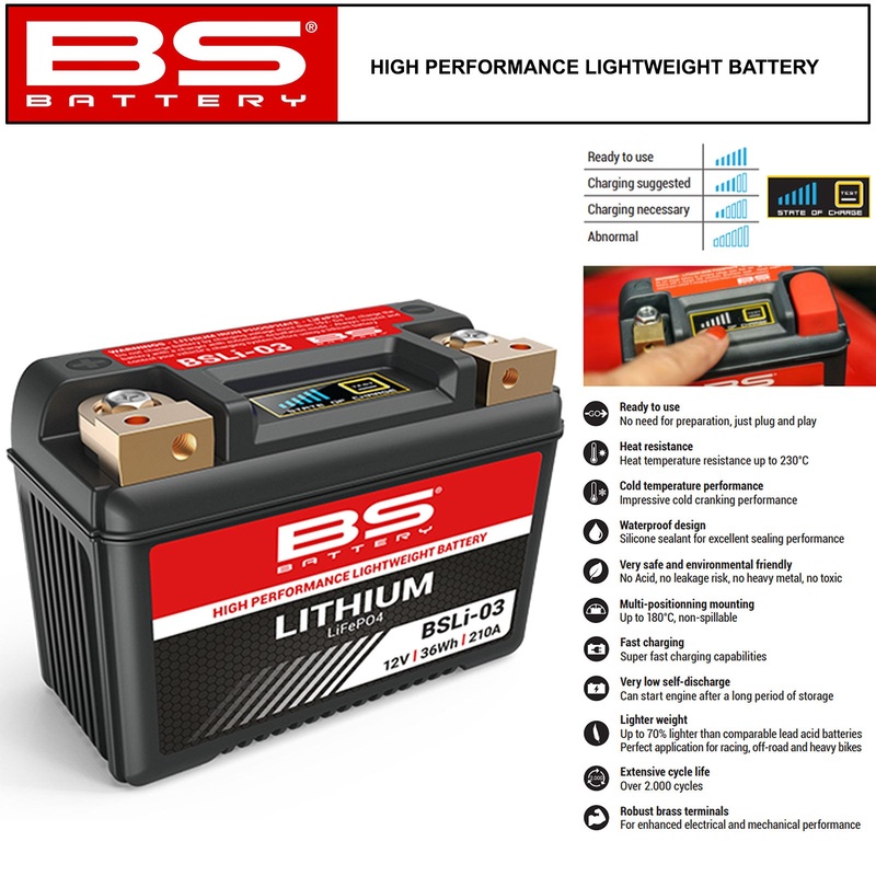 BS BSLi-03 Lithium Ion Battery YTX9-BS