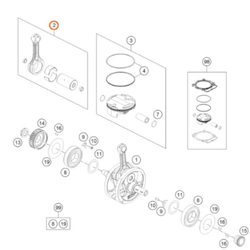 79530015044 Genuine KTM Con Rod Repair Kit SXF 450 2021 – 2024