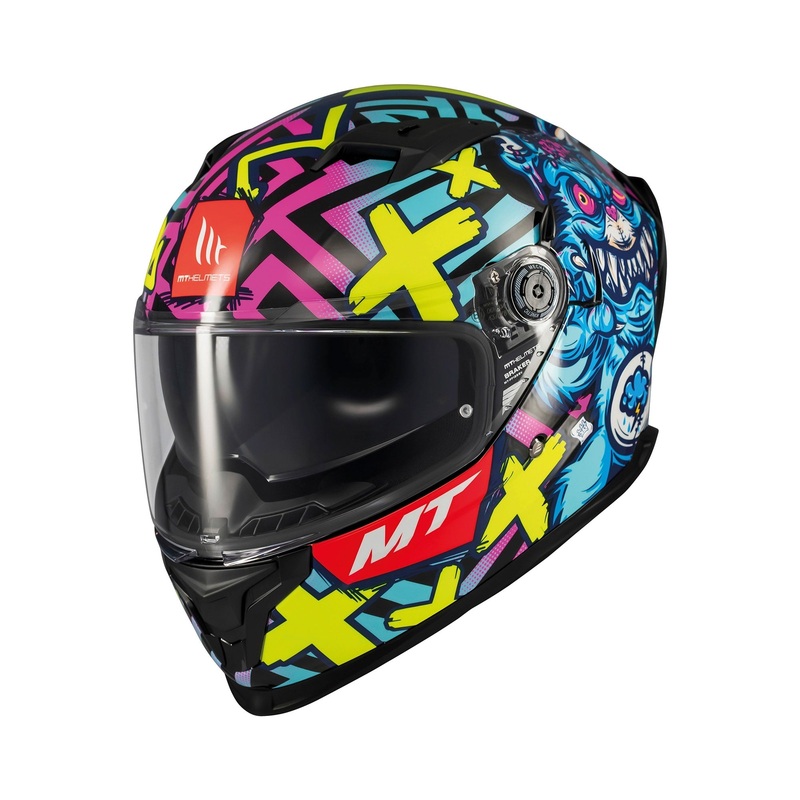 MT Braker Crazy Teddy B7 Gloss Multi Full Face Helmet Black S / 56cm
