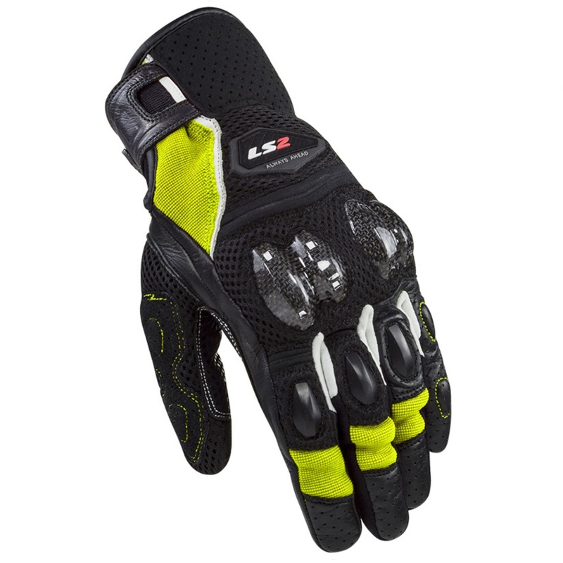 LS2 Spark 2 Air Mens Gloves Black H-V Yellow 3XL Black