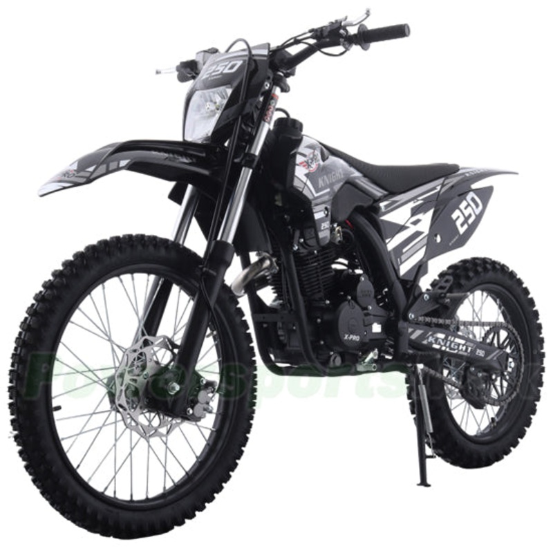 Free Shipping! X-PRO Knight 250 Dirt Bike with LED Headlight, 5-Speed Manual Transmission, Electric/Kick Start! Big 21″/18″ Wheels! Zongshen Brand Engine! Black Factory Package