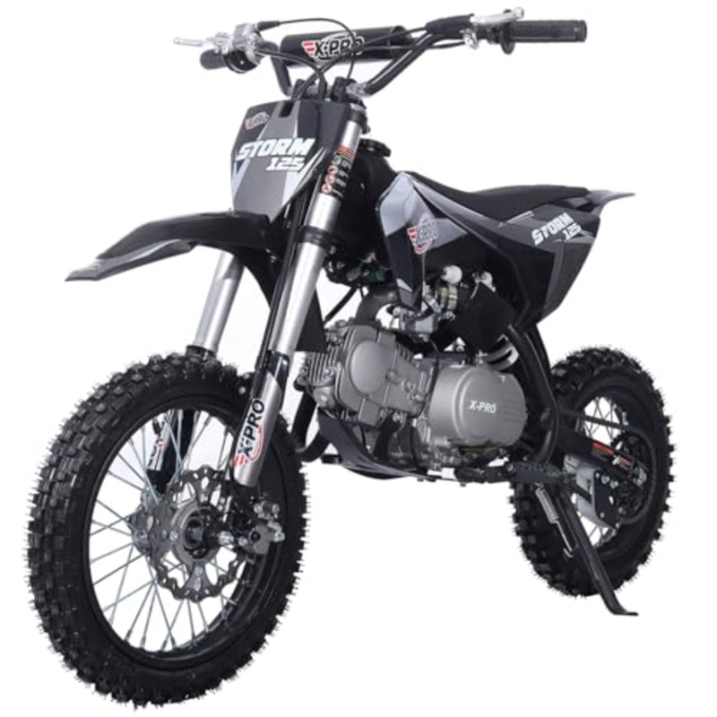 Free Shipping! X-PRO Strom 125cc Dirt Bike with 4-Speed Manual Transmission, Kick Start, Big 14″/12″ Tires! Zongshen Brand Engine! Black Factory Package