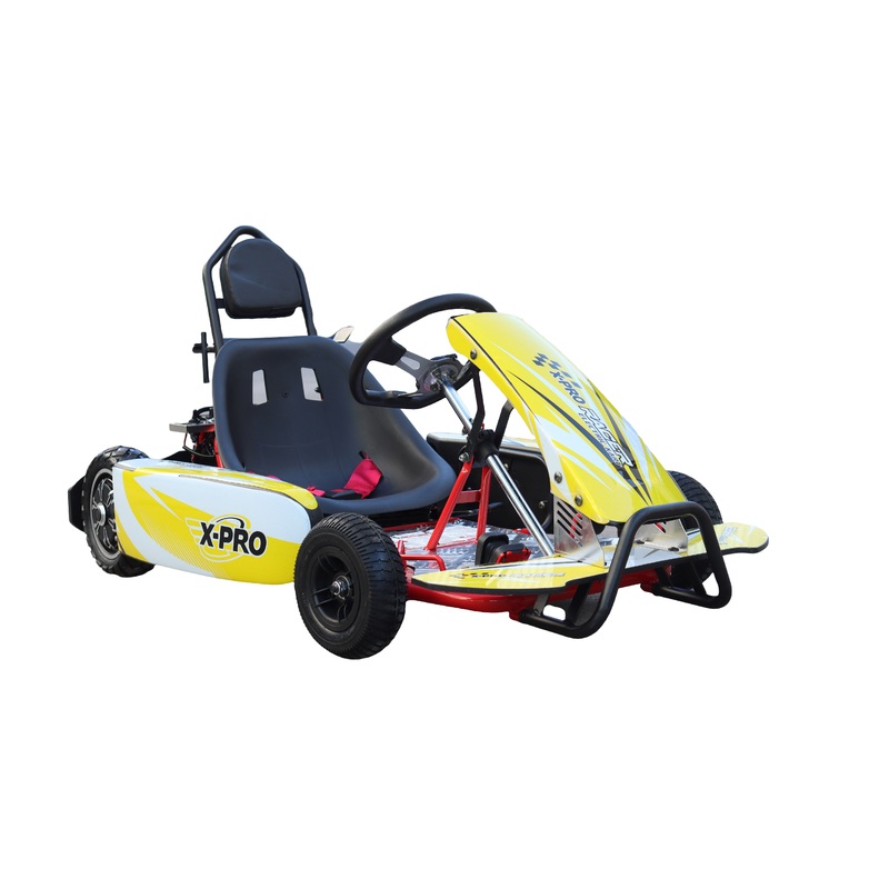 Free Shipping! X-PRO Rambler 700W 350W*2 Kids Electric Go Kart with Reverse and Disc Brake! 6″ Tires! Blue/Yellow