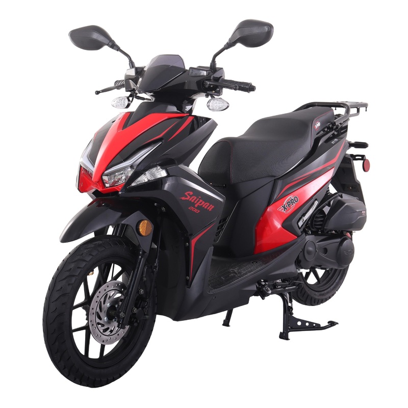 Free Shipping! X-PRO Saipan 200 EFI Electronic Fuel Injection Moped Scooter with 14″ Wheels! LED Lights! Black Factory Package