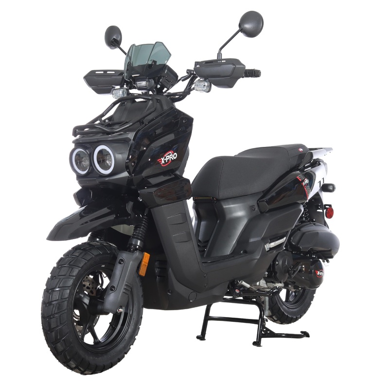 Free Shipping! X-PRO Tank 200 Moped Scooter with 12″ Wheels! LED Lights! (Copy) Black Factory Package
