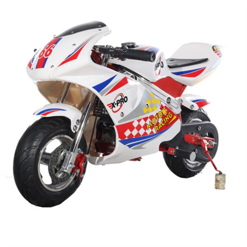 Free Shipping! X-PRO Blast 40cc Pocket Bike with Chain Transmission, Pull start! Disc Brake! 22 mile/h Max Speed! Blue Factory Package