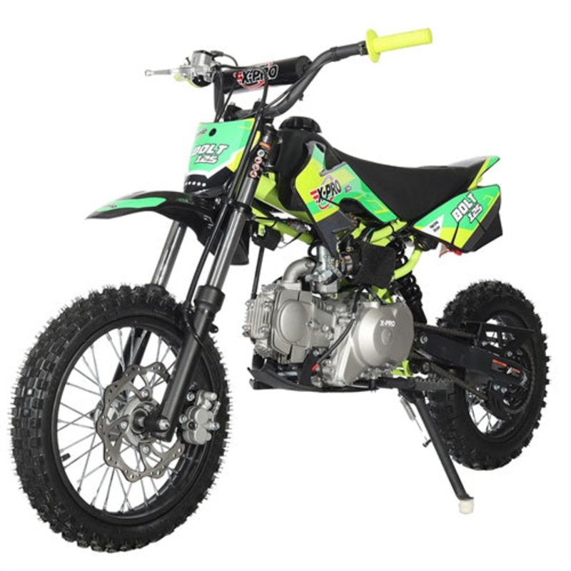 Free Shipping! X-PRO Bolt 125cc Dirt Bike with Automatic Transmission, Electric Start, Big 14″/12″ Tires! Black Factory Package