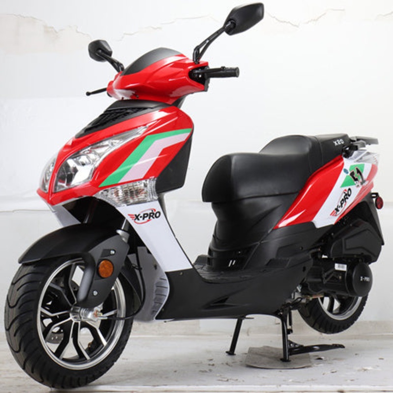 Free Shipping! X-PRO Fiji 150cc Moped Scooter with 13″ Aluminum Wheels, Electric/Kick Start! Large Headlights! Assembled In Crate! White