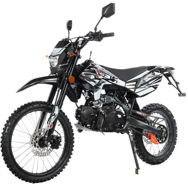 Free Shipping! X-PRO Hawk 125cc Dirt Bike with All Lights and 4-speed Manual Transmission! Electric/Kick Start, Big 19″/16″ Tires! Zongshen Brand Engine! Black