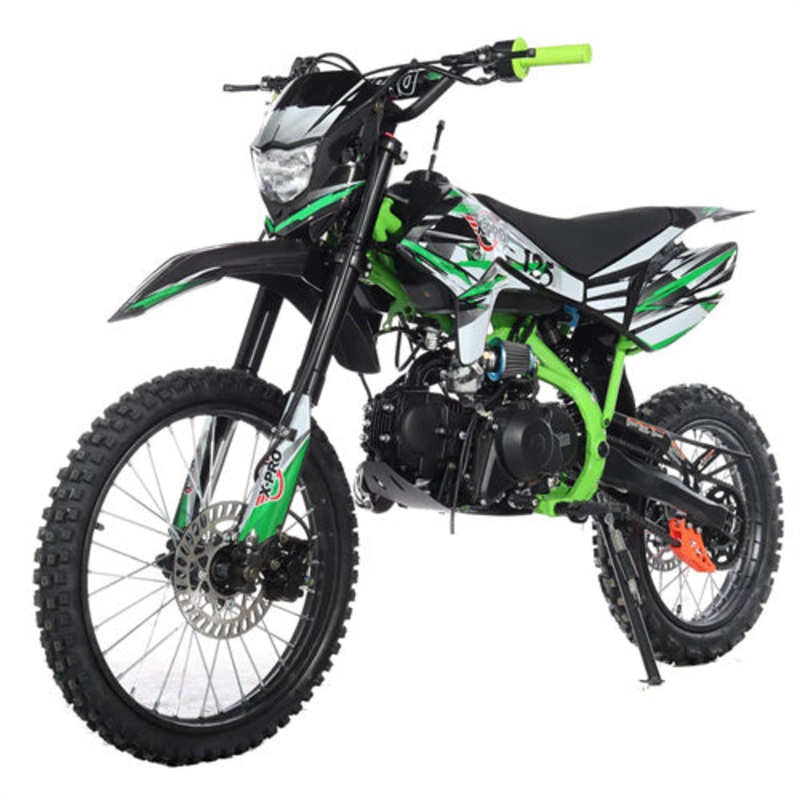 Free Shipping! X-PRO Hawk 125cc Dirt Bike with Headlights and 4-speed Manual Transmission! Electric/Kick Start, Big 19″/16″ Tires! Zongshen Brand Engine! Black