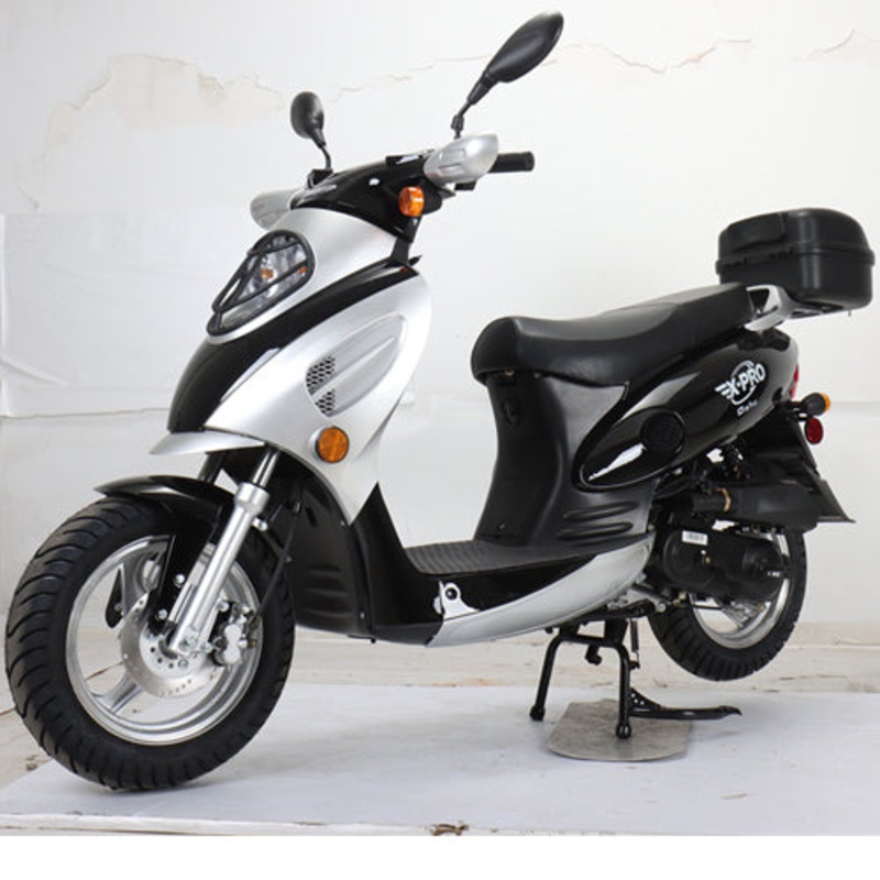 Free Shipping! X-PRO Oahu 50cc Moped Scooter with 12″ Aluminum Wheels, Rear Trunk! Electric/Kick Start! Large Headlight! Assembled In Crate! Red