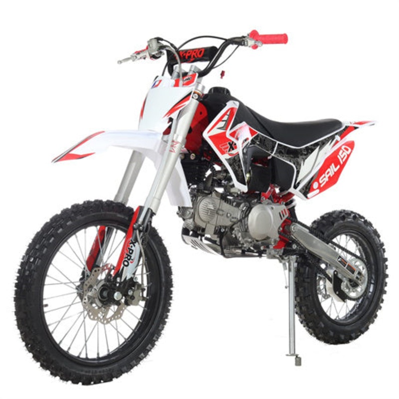 Free Shipping! X-PRO Sail 150 Dirt Bike with 4-Speed Manual Transmission, Kick Start, Big 17″/14″ Tires! Black