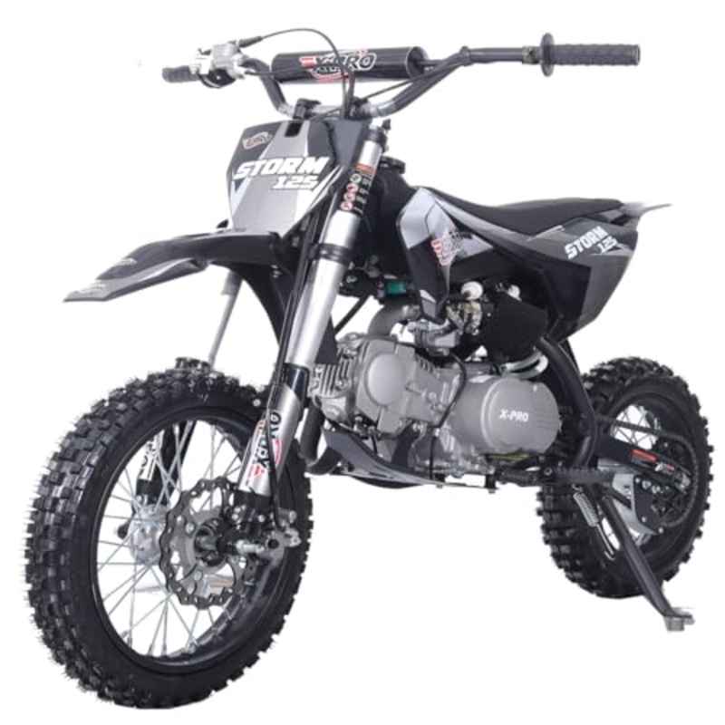 Free Shipping! X-PRO Storm 125cc Dirt Bike with 4-speed Semi-Automatic Transmission, Kick Start! Big 14″/12″ Tires! Zongshen Brand Engine! Black Factory Package
