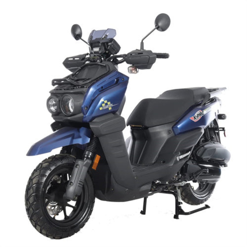 Free Shipping! X-PRO Tahiti 150cc Moped Scooter with 12″ Aluminum Wheels, Electric/Kick Start, Large Headlights! Matte Blue