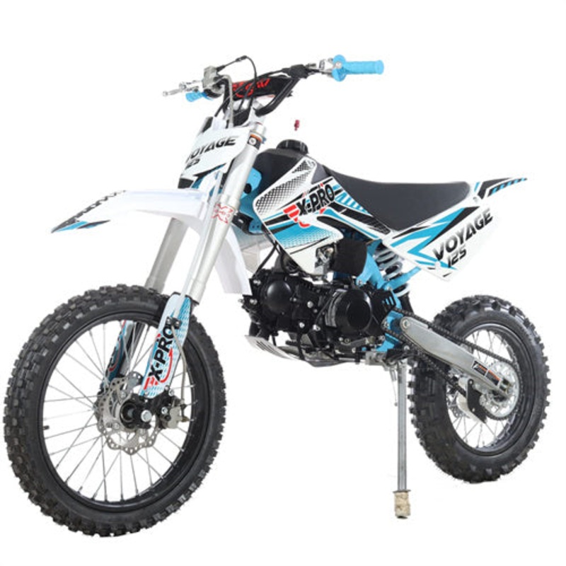 Free Shipping! X-PRO Voyage 125 Dirt Bike with 4-Speed Manual Transmission, Kick Start, Big 17″/14″ Tires! Black