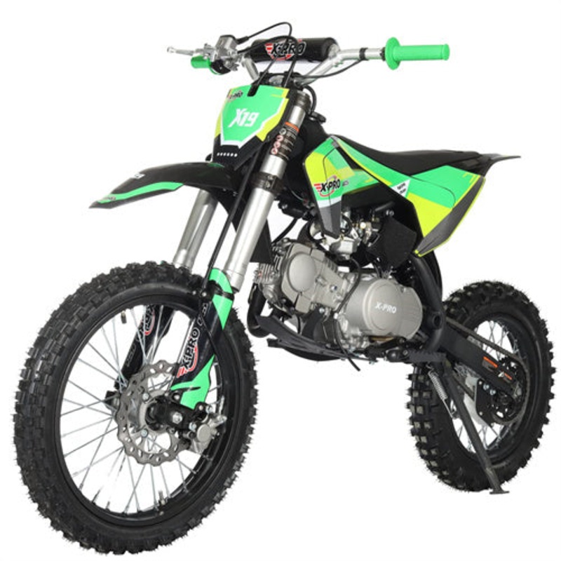 Free Shipping! X-PRO X19 125cc Dirt Bike with 4-Speed Semi-Automatic Transmission, Kick Start, Big 17″/14″ Tires! Zongshen Brand Engine! Black Factory Package