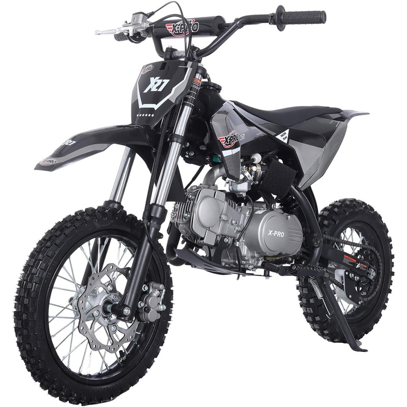 Free Shipping! X-PRO X27 125cc Dirt Bike with 4-Speed Semi-Automatic Transmission, Kick Start, Big 14″/12″ Tires! Zongshen Brand Engine! Black Factory