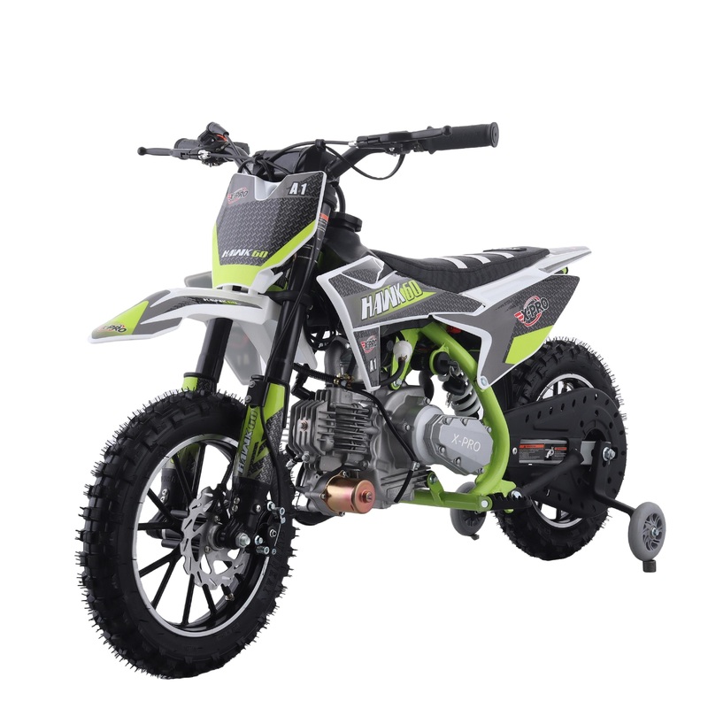 X-PRO Hawk 60 Dirt Bike with CVT Transmission, Electric start, Disc Brake! 10″ Wheels! With Free Training Wheels! (Copy) Black