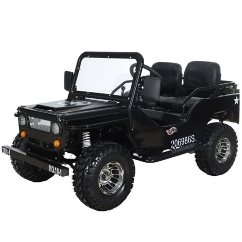 X-PRO Ranger 150 Jeep Go Kart with 3-Speed Semi-Automatic Transmission w/Reverse, LED Headlights, With Windshield and Spare Tire, Big 18″ Aluminium Rim Wheels! (Copy) Black